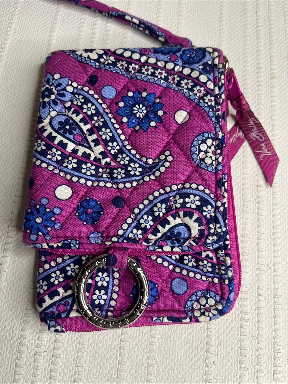 Vera Bradley Purple Paisley Quilted Wristlet Phone &double ID wallet Boysenberry
